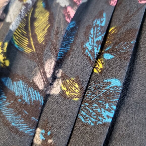 Banana Republic Blue Black knee length A-Line Pleated floral lace Skirt Size XS - Picture 8 of 16